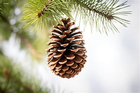 Premium Photo A Pine Cone Hanging From A Pine Tree