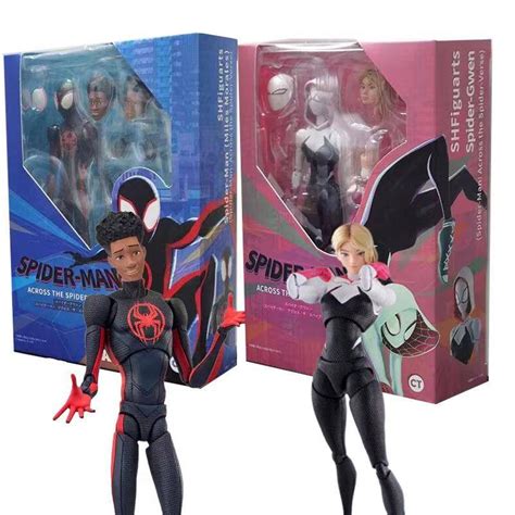 Shfiguarts Shf Spider Gwen And Spiderman Miles Morales Spider Man Across The Spider Verse 15cm