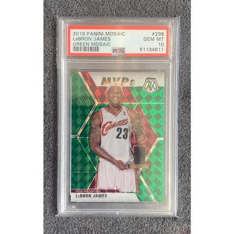 2019 20 Panini Green Mosaic Prizm MVPs 298 LeBron James PSA 10 Gem