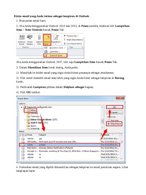 melampirkan isi email sebagai attachment