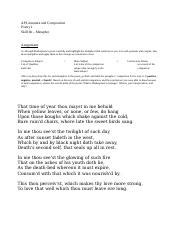 Shakespeare Poem Metaphor Activity.docx - AP Literature and Composition ...