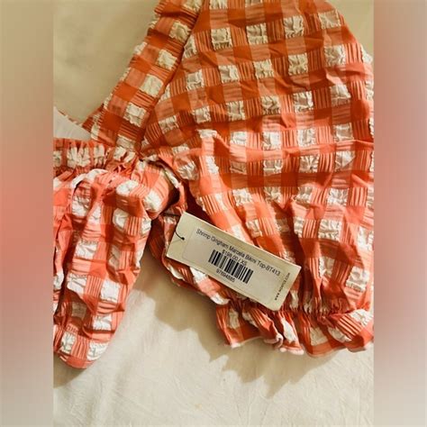 Montce Swim Xs Montce Swim Shrimp Gingham Marcella Bikini Top