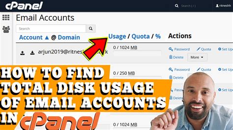 HOW TO FIND OUT DISK SPACE USAGE OF EMAIL ACCOUNT IN CPANEL STEP BY