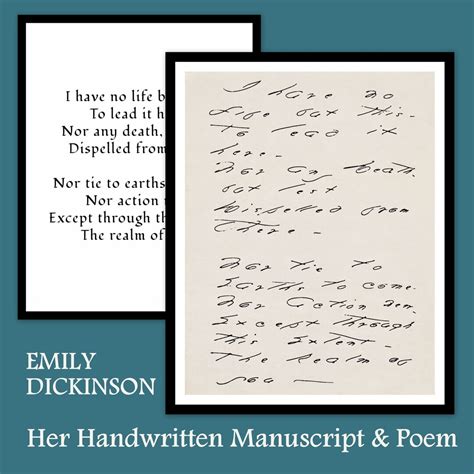 Poetry By Emily Dickinson Handwritten Inspirational Quote Etsy