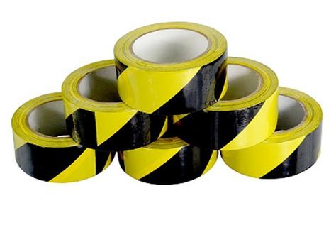 Yellow Black PVC Hazard Warning Tape 50mm X 33M Packaging 2 Your Door