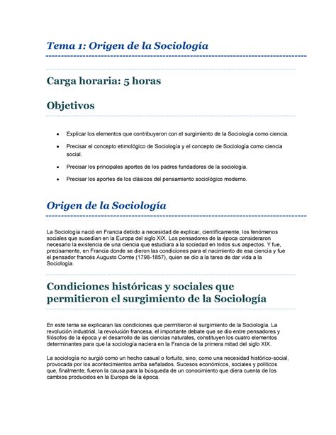 Unidad 1 Socio Contenido Campus Tema 1 Origen de la Sociología Carga