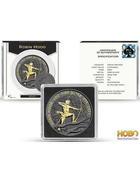 ROBIN HOOD Gold Ruthenium 1 Oz Silbermünze 2 Vereinigtes Königreic