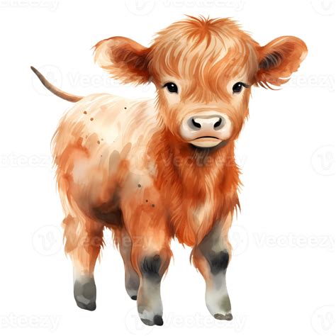 Cute Baby Highland Cow Watercolor AI Generative 27236054, 52% OFF