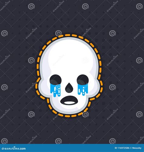 Crying Skull Emoji Cartoon Vector | CartoonDealer.com #106812531