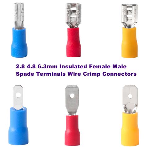 10 100x Vinyl Insulated Female Male Spade Terminals Wire Crimp