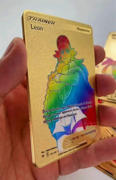 Gold Rainbow Leon Trainer Pokemon Card Secret Ultra Rare Etsy Canada