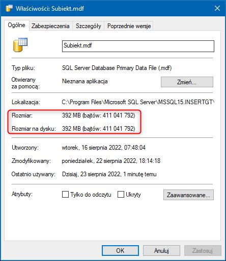 InsERT GT Jak sprawdzić rozmiar bazy danych InsERT GT Subiekt GT