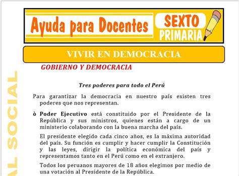 Gobierno Y Democracia Para Sexto De Primaria Ayuda Para Docentes