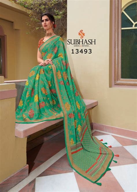 Floral Work Brasso Saree By Subhash Brand At Rs Piece