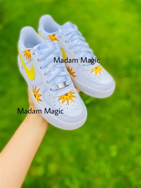 Hand Painted Custom Air Force 1 Low Yellow Pastel Sunflower Flower AF1