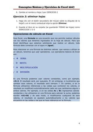 Conceptos básicos y ejercicios excel 2007 PDF