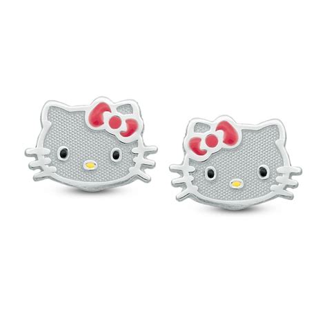 Childs Enamel Hello Kitty® Stud Earrings In Sterling Silver Piercing