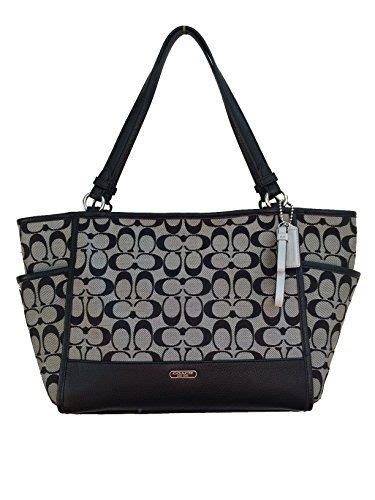 Coach Park Signature Carrie Tote Bag In Black And White Handbag