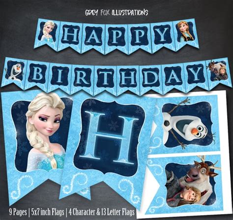 Frozen Banner Frozen Birthday Banner Frozen Party Frozen Printables