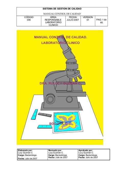 Sistema De Gestion De Calidad Manual Control De Calidad C Digo Rea