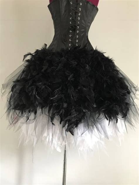 Black And White Feather Bustle Inspired By Plumette All Sizes Etsy Uk