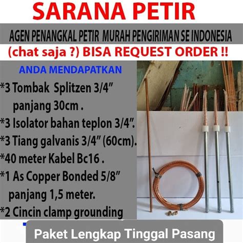 Jual Penangkal Petir 3 Tombak 40mtr Kabel Anti Petir Siap Pasang