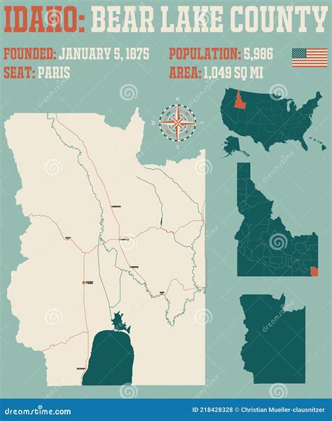 Map of Bannock County in Idaho Stock Illustration - Illustration of ...