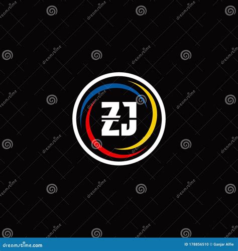 Zj Monogram Logo Isolated On Circle Shape With Slash Colors Rounded