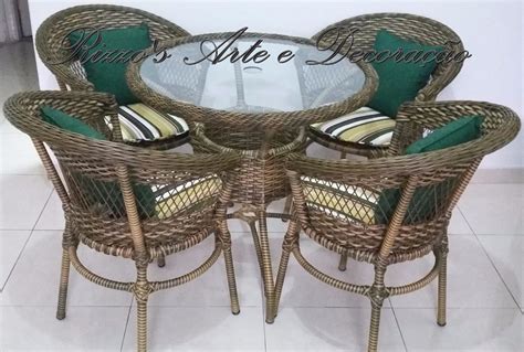 Conjunto De Mesa 4 Cadeira Jardim Varanda Fibra Sintética R 1 600 00