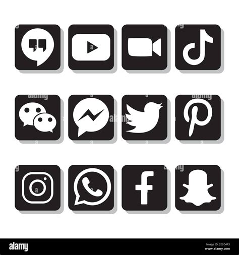 Icon Set Of Social Media Logos Over White Background Silhouette Style