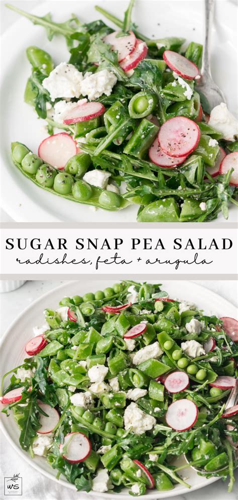 Sugar Snap Pea Salad With Radishes Feta And Arugula Recipe Pea Salad Recipes Pea Recipes