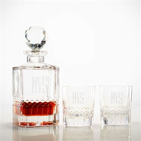 Whiskey Decanter Set With Crystal Glasses Etsy