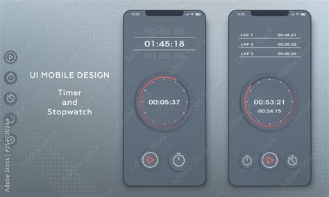 Stopwatch And Timer Clock Application Ui Mobile Phone Stock Vector