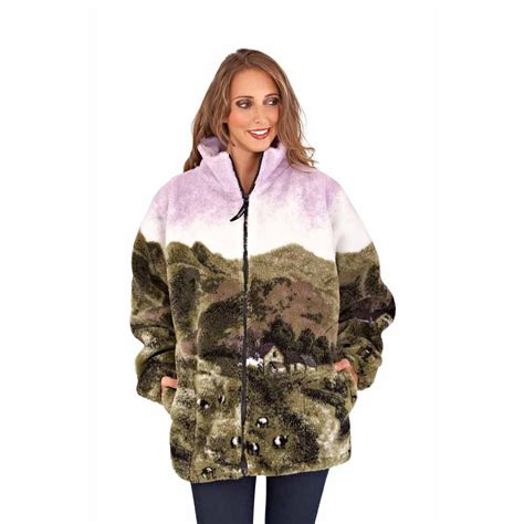 Ladies Fleece Lined Jacket Windproof Soft Thick Thermal Animal Outdoor