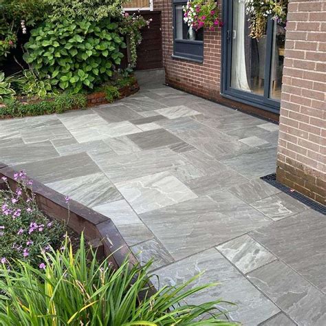 Kandla Grey Indian Sandstone Paving Slabs Patio Packs