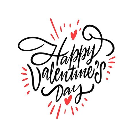 Premium Vector Happy Valentine Day Lettering Phrase With Pink Color