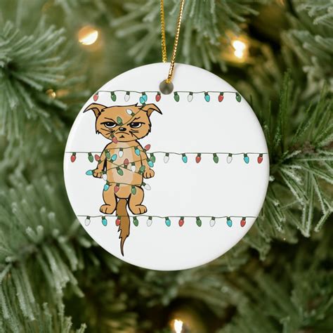 Funny Tangled Grumpy Holiday Cat Christmas Tree Ceramic Ornament Zazzle