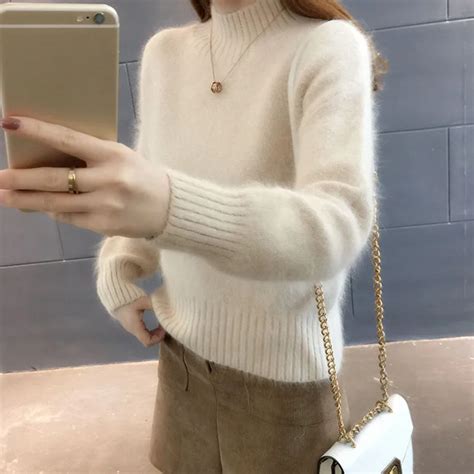 Autumn 2022 Half Turtleneck Women Caramel Sweater Knitwear Casual Loose