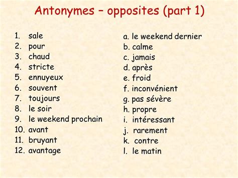 Les antonymes | Words, French class, Word search puzzle