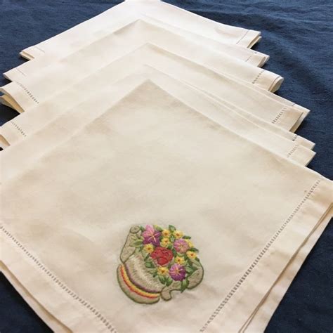 Vintage Hand Embroidered Napkins For Summer Sunday Brunches