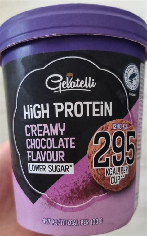 High protein creamy chocolate Gelatelli kalorie kJ a nutriční