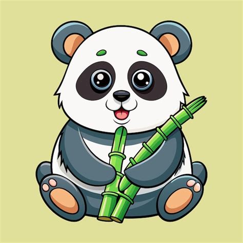 Premium Vector Cute Panda Eating Bamboo Cartoon Vector Art