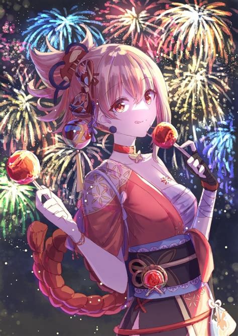 Fireworks Solo Blonde Fan Art Yoimiya Sarashi Genshin Impact Hd Phone Wallpaper Rare Gallery