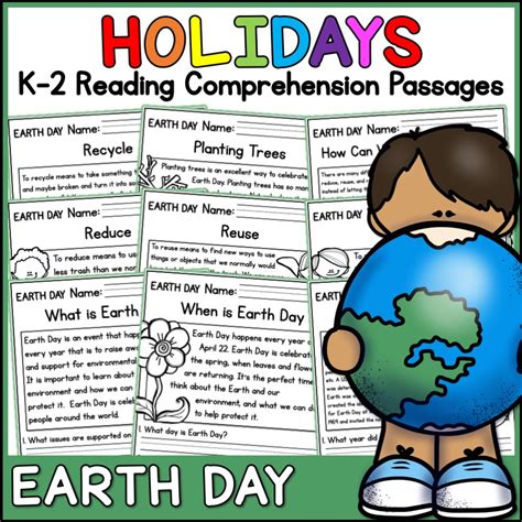 Earth Day Holidays Reading Comprehension Passages K Made By Teachers