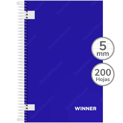 Cuaderno Tamaño Oficio Espiral de Plástico Tapa Dura WINNER con 200