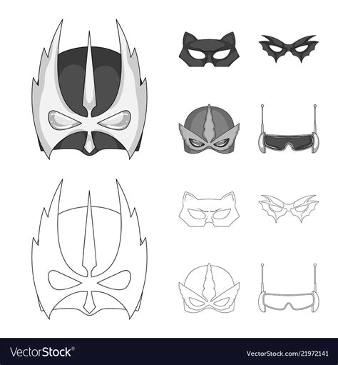 Hero and mask logo set Royalty Free Vector Image