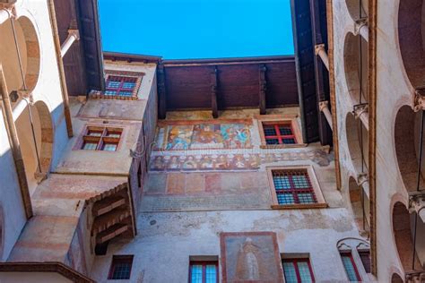 Trento Italy August Frescoes At The Castello Del