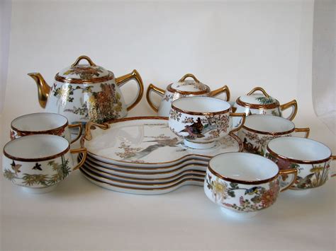 Vintage Japanese Kutani Ware Tea Set- 15 Pieces | Chairish