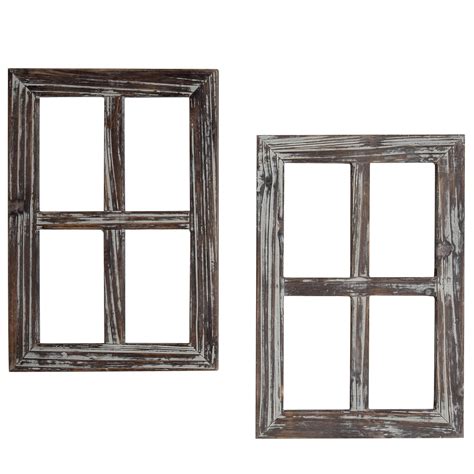 Buy MyGift Torched Wood Farmhouse Wall Decor Window Frame, Decorative Faux Window Pane Wall Art ...