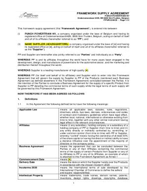 Fillable Online Framework Supply Agreementpunch Powertrain Fax Email